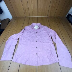 J. Jill Rosewater Pink Textured Button Down Shirt‎ Blouse Women's Medium
